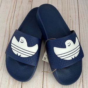 Men's Adidas Shmoofoil Slide Size 8 (Blue/White)